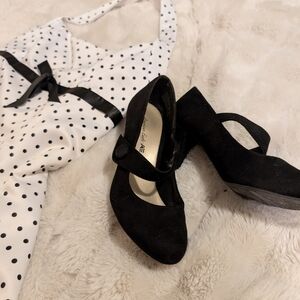 Vintage Polkadot Dress (Size 4-6) With Black Mary Jane Heels (Size 8 US)